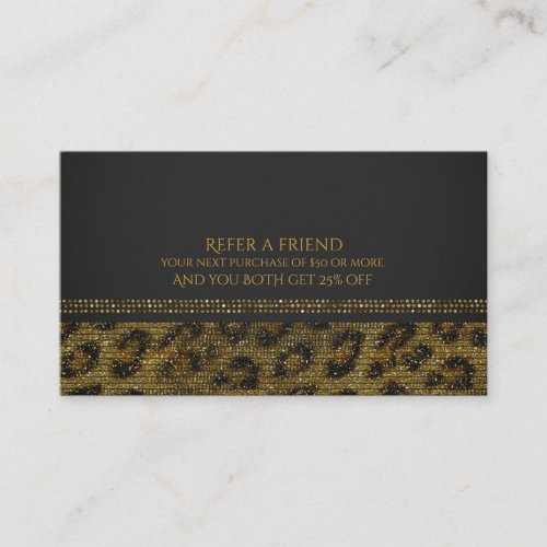 Leopard Sparkle Sequins Glam Chic Refer a Friend Referral Card