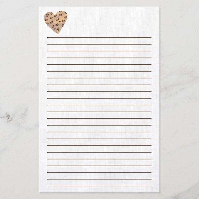 Leopard Sports Heart Lined Stationery (Front)