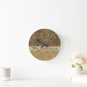 Leopard Spot Family Last Name Round Clock (Home)