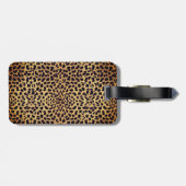 Leopard Spot Gold Glitter Rhinestone Add Name Luggage Tag (Back Horizontal)