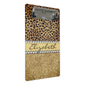 Leopard Spot Gold Glitter Rhinestone Fancy Mini Clipboard (Angled)