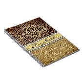 Leopard Spot Gold Glitter Rhinestone Notebook (Right Side)