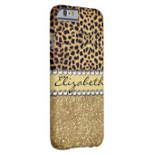 Leopard Spot Gold Glitter Rhinestone Personalize Case-Mate iPhone Case (Back/Right)