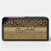 Leopard Spot Gold Glitter Rhinestone PHOTO PRINT Bluetooth Speaker (Front)