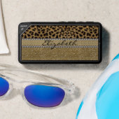 Leopard Spot Gold Glitter Rhinestone PHOTO PRINT Bluetooth Speaker (Insitu(Beach))