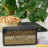 Leopard Spot Gold Glitter Rhinestone PHOTO PRINT Bluetooth Speaker (Insitu(Table))