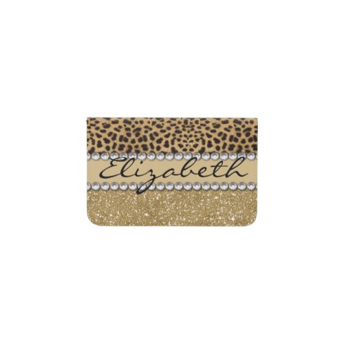 Leopard Spot Gold Glitter Rhinestone PHOTO PRINT Card Holder