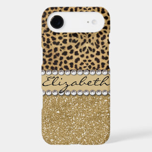Leopard Spot Gold Glitter Rhinestone PHOTO PRINT iPhone 17 Air Case