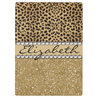 Leopard Spot Gold Glitter Rhinestone PHOTO PRINT Clipboard