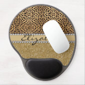 Leopard Spot Gold Glitter Rhinestone PHOTO PRINT Gel Mouse Pad (Left Side)