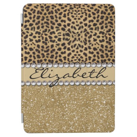 Leopard Spot Gold Glitter Rhinestone Photo Print Ipad Air Cover
