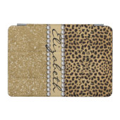 Leopard Spot Gold Glitter Rhinestone PHOTO PRINT iPad Mini Cover (Horizontal)
