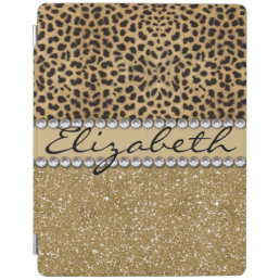 Leopard Spot Gold Glitter Rhinestone PHOTO PRINT iPad Smart Cover