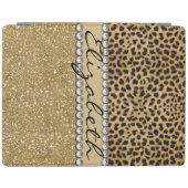 Leopard Spot Gold Glitter Rhinestone PHOTO PRINT iPad Smart Cover (Horizontal)