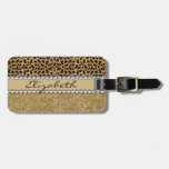 Leopard Spot Gold Glitter Rhinestone PHOTO PRINT Luggage Tag