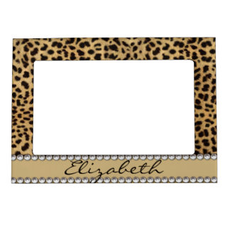 Leopard Spot Gold Glitter Rhinestone PHOTO PRINT Magnetic Picture Frame