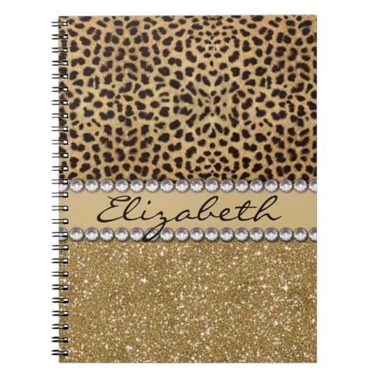Leopard Spot Gold Glitter Rhinestone PHOTO PRINT Notebook | Zazzle.com