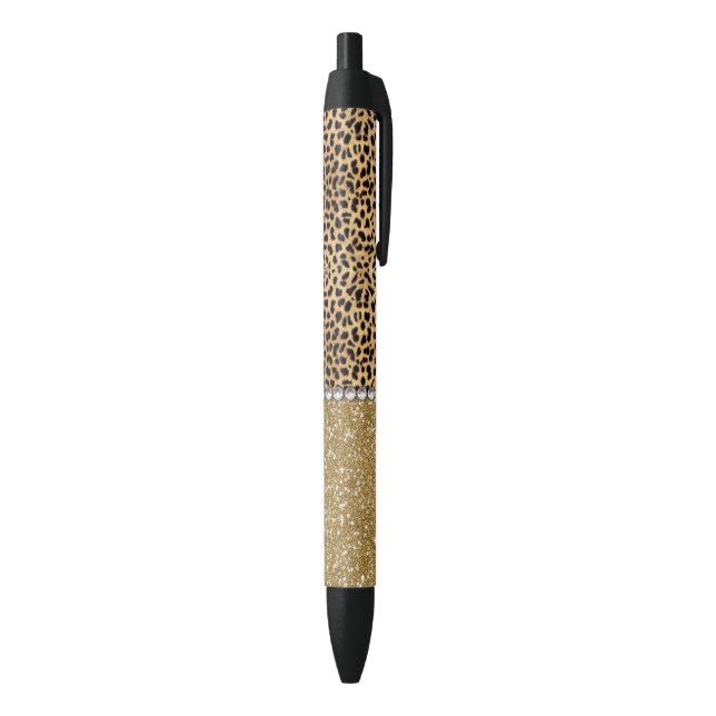Leopard Spot Gold Glitter Rhinestone PHOTO PRINT Pen (Bottom (Vertical))