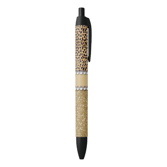 Leopard Spot Gold Glitter Rhinestone PHOTO PRINT Pen (Bottom (Vertical))