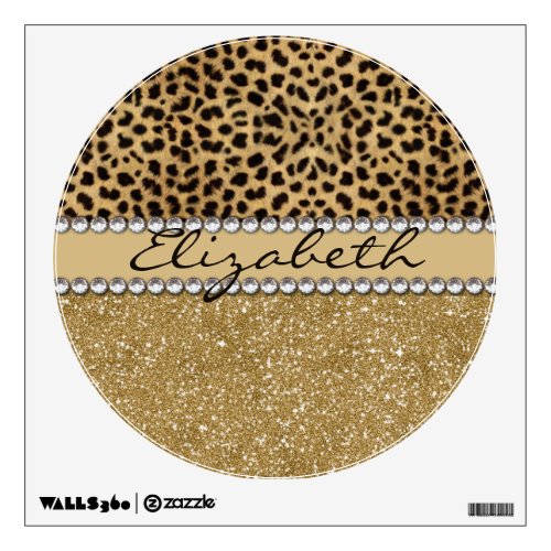 Leopard Spot Gold Glitter Rhinestone PHOTO PRINT Wall Sticker
