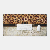 Leopard Spot Marble Monogram Name Desk Mat (Keyboard & Mouse)