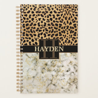 Leopard Spot Marble Monogram Name Planner