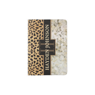 Leopard Spot Marble Monogram Passport Holder