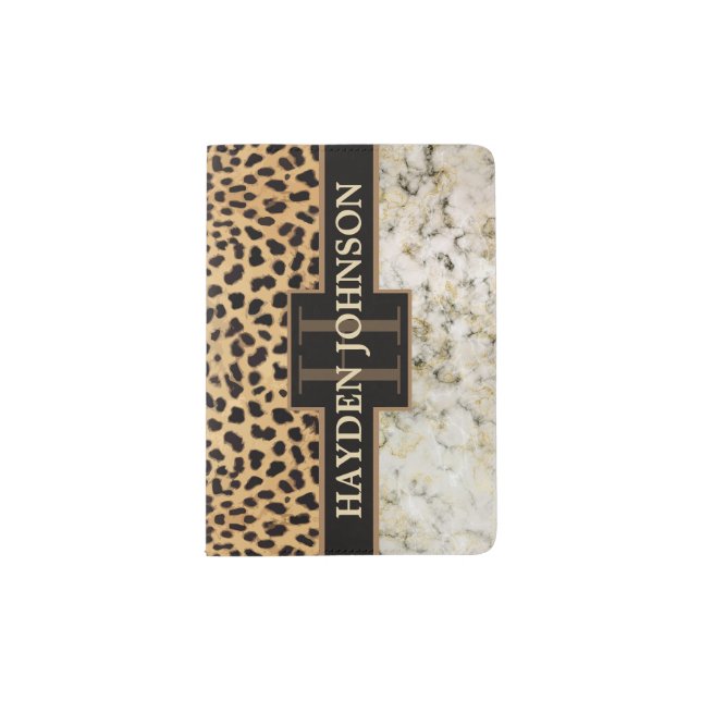 Leopard Spot Marble Monogram Passport Holder (Front)