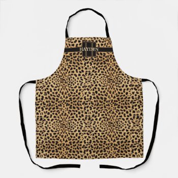 Leopard Spot Monogram Name Apron by ironydesigns at Zazzle