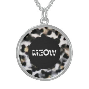 Leopard Spot Necklace-Solid Black Round-MEOW 1 Sterling Silver Necklace