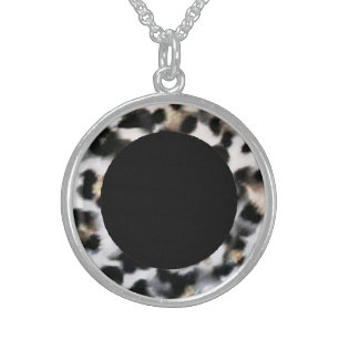 Leopard Spot Necklace-Solid Black Round Sterling Silver Necklace