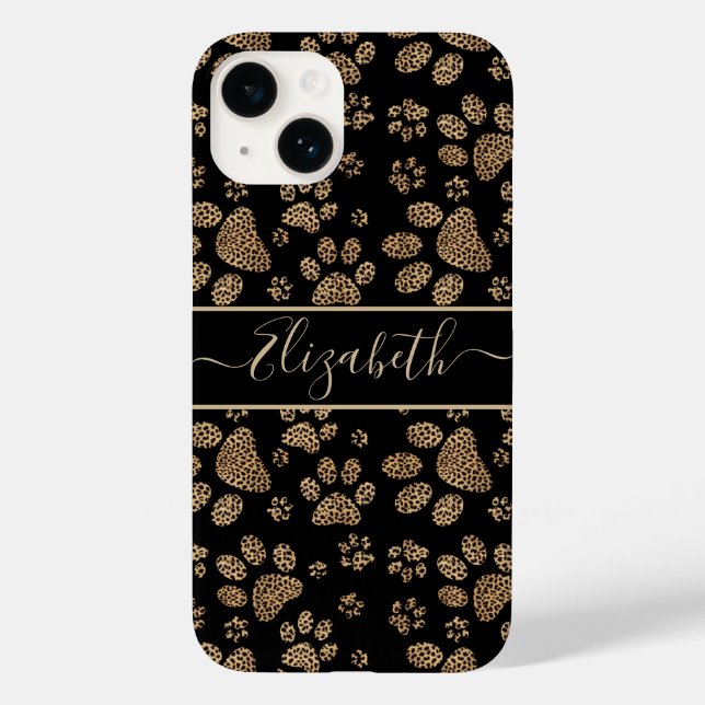 Leopard Spot Paw Prints Personalized Case-Mate iPhone Case (Back)