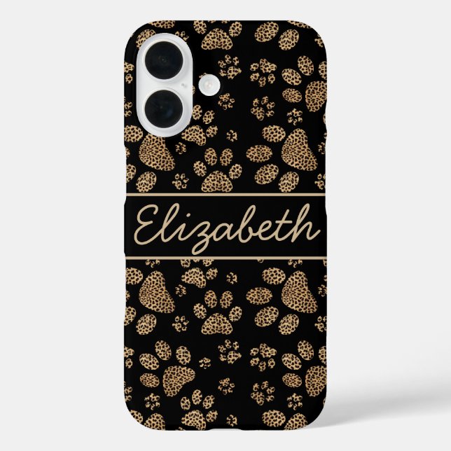Leopard Spot Paw Prints Personalized Case-Mate iPhone Case (Back)
