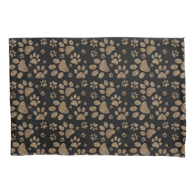 Leopard Spot Paw Prints Pillow Case (Front)
