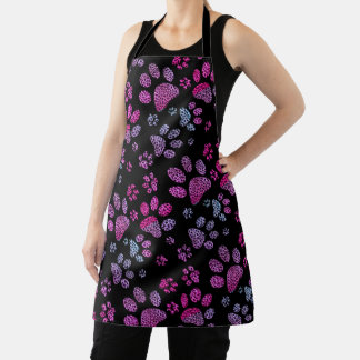 Leopard Spot Paw Prints Pink Apron