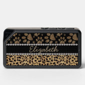 Leopard Spot Paw Prints Rhinestone Bluetooth Speaker (Front)