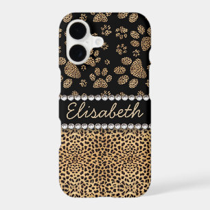 Leopard Spot Paw Prints Rhinestone iPhone 17 Case