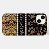 Leopard Spot Paw Prints Rhinestone Case-Mate iPhone Case (Back (Horizontal))