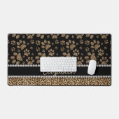 Leopard Spot Paw Prints Rhinestone Desk Mat (Keyboard & Mouse)