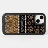 Leopard Spot Paw Prints Rhinestone Otterbox iPhone Case (Back Horizontal)