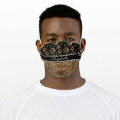 Leopard Spot Paw Prints Rhinestone PHOTO PRINT Adult Cloth Face Mask (Worn)