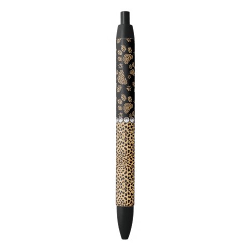 Leopard Spot Paw Prints Rhinestone PHOTO PRINT Black Ink Pen