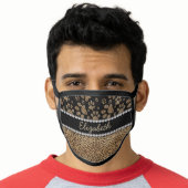Leopard Spot Paw Prints Rhinestone PHOTO PRINT Face Mask (Worn Him)