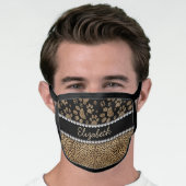 Leopard Spot Paw Prints Rhinestone PHOTO PRINT Face Mask (Worn Him)