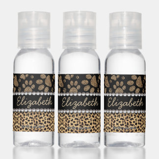 Leopard Spot Paw Prints Rhinestone PHOTO PRINT Hand Sanitizer