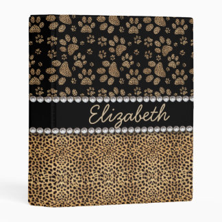 Leopard Spot Paw Prints Rhinestone PHOTO PRINT Mini Binder