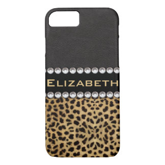Leopard Spot Rhinestone Diamonds Monogram PHOTO iPhone 8/7 Case