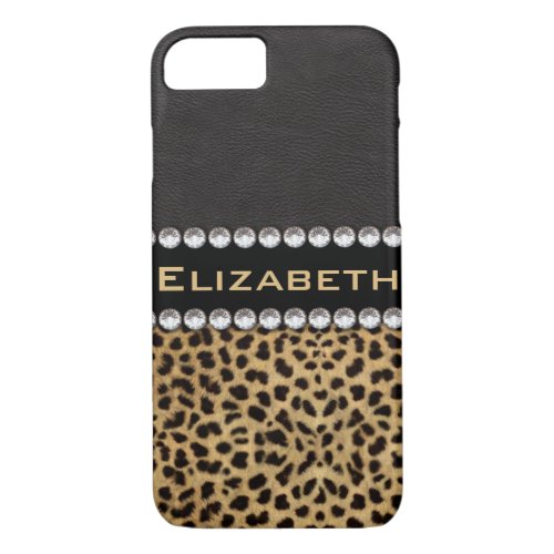 Leopard Spot Rhinestone Diamonds Monogram PHOTO iPhone 87 Case