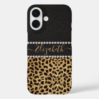 Leopard Spot Rhinestone Diamonds Monogram PHOTO iPhone 16 Case