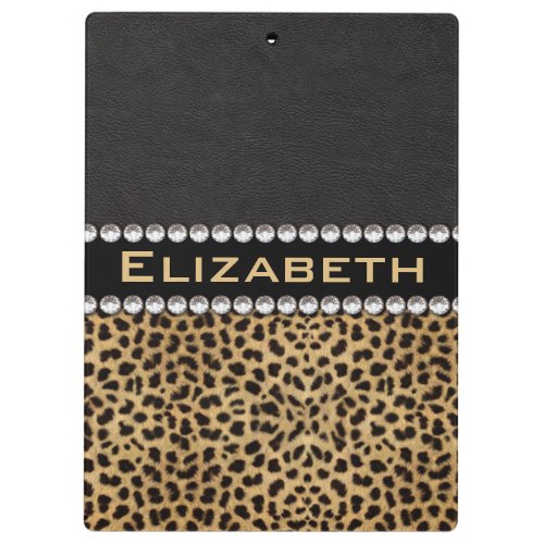 Leopard Spot Rhinestone Diamonds Monogram PHOTO Clipboard